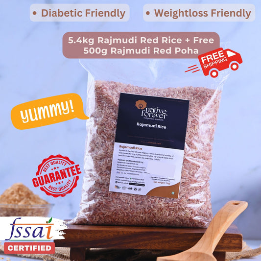 Native Rajamudi Red Rice 5.4Kg ( Free Poha 500g)